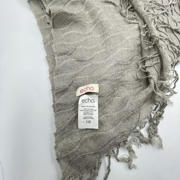 Echo Unisex Acrylic Fringe Scarf Beige 90 in X 25 In - Picture 10 of 12